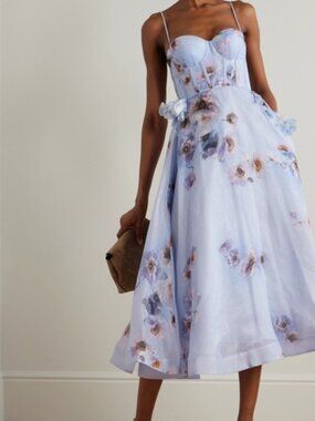 ZIMMERMANNLinen-Silk Hypnotic Picnic Midi Dress